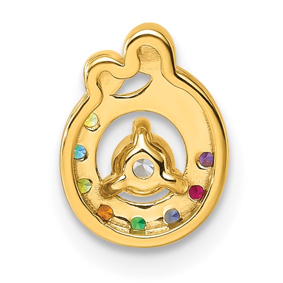 14k 8 Synthetic Birthstone and Dia. Mother/Child Chain Slide