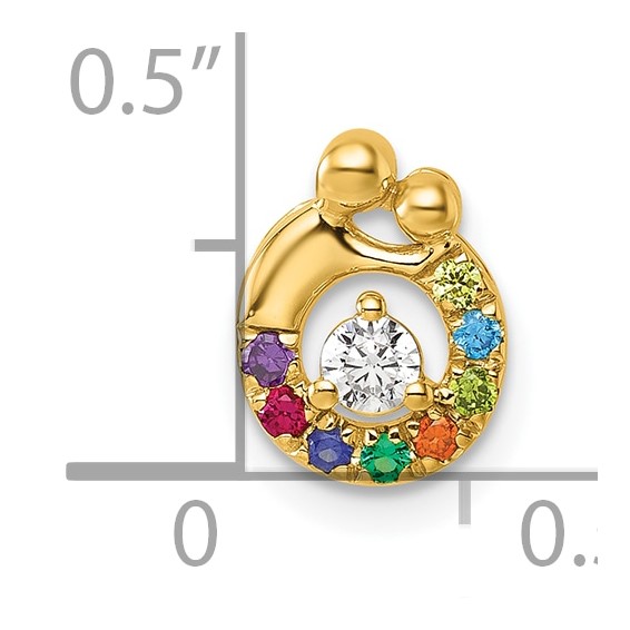 14k 8 Synthetic Birthstone and Dia. Mother/Child Chain Slide
