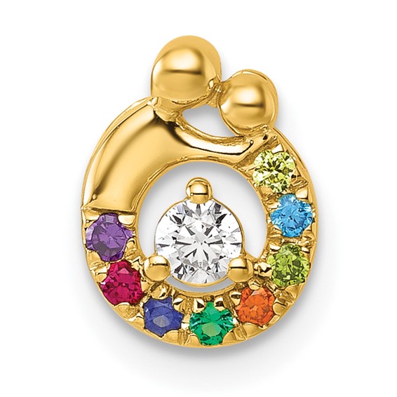 14k 8 Synthetic Birthstone and Dia. Mother/Child Chain Slide