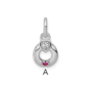 14k WG Dia. Heart w/1 Birthstone Mother's Circle Pend Semi-Mount