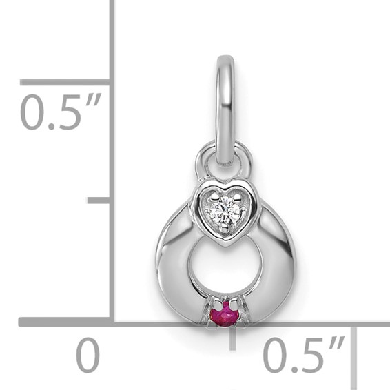 14k WG Dia. Heart w/1 Birthstone Mother's Circle Pend Semi-Mount