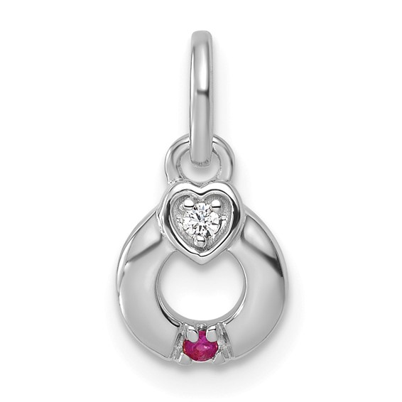 14k WG Dia. Heart w/1 Birthstone Mother's Circle Pend Semi-Mount