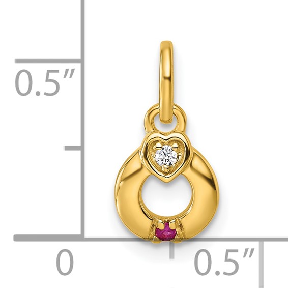 14k Dia Heart w/ 1 Birthstone Mother's Circle Pendant Semi-Mount