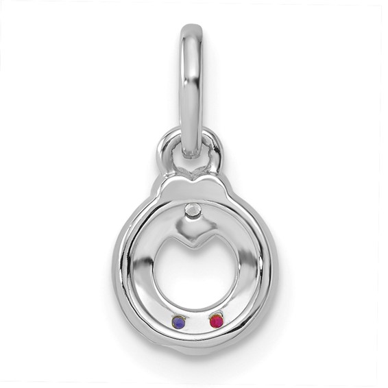 14k WG Dia. Heart w/2 Genuine Birthstone Mother's Circle Pendant