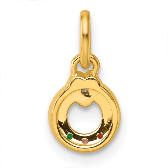 14k Dia. Heart w/3 Synthetic Birthstone Mother's Circle Pendant