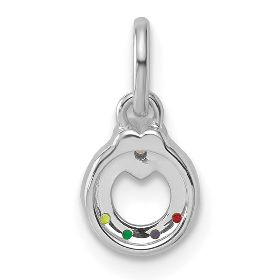 14k WG Dia.  Heart w/4 Synthetic Birthstone Mother's Circle Pendant