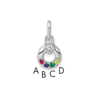 14k WG Dia. Heart w/4 Genuine Birthstone Mother's Circle Pendant