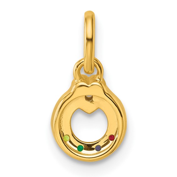14k Dia. Heart w/4 Synthetic Birthstone Mother's Circle Pendant