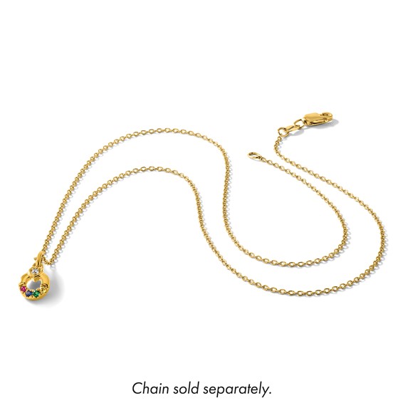 14k Dia. Heart w/4 Synthetic Birthstone Mother's Circle Pendant