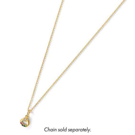 14k Dia. Heart w/4 Synthetic Birthstone Mother's Circle Pendant