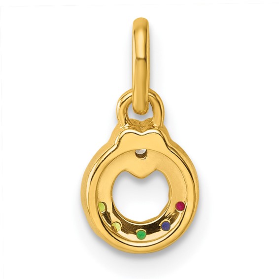 14k Dia Heart w/ 5 Birthstone Mother's Circle Pendant Semi-Mount