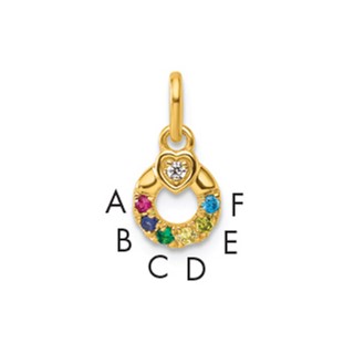 14k Dia. Heart w/6 Genuine Birthstone Mother's Circle Pendant