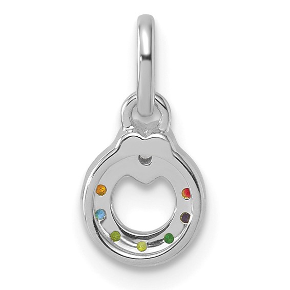 14k WG Dia. Heart w/7 Genuine Birthstone Mother's Circle Pendant