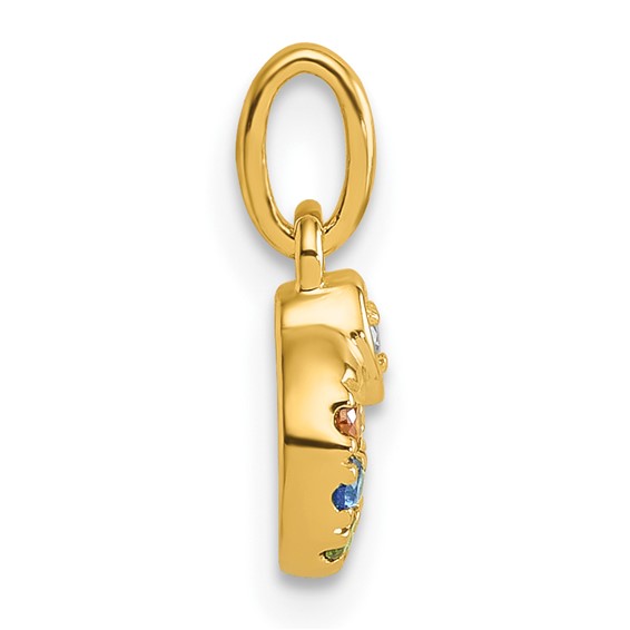 14k Dia Heart w/ 7 Birthstone Mother's Circle Pendant Semi-Mount