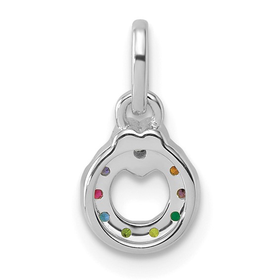 14k WG Dia.  Heart w/8 Synthetic Birthstone Mother's Circle Pendant