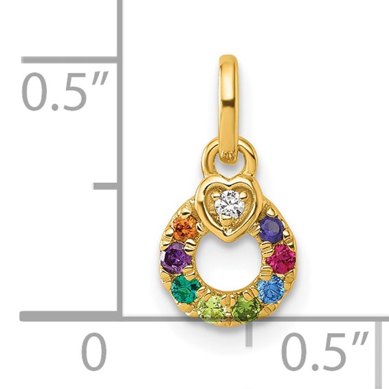 14k Dia Heart w/ 8 Birthstone Mother's Circle Pendant Semi-Mount