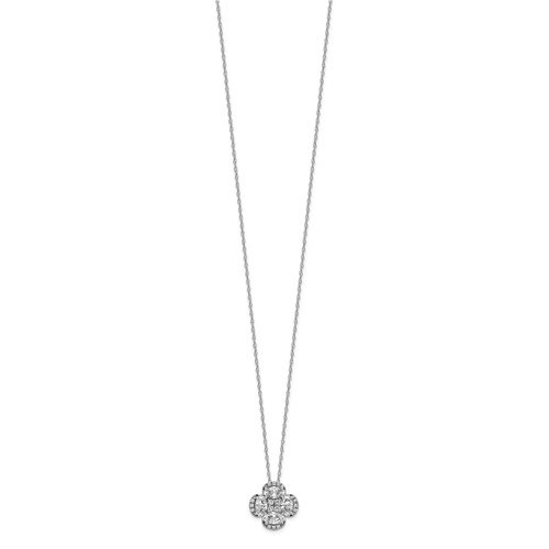 14K White Gold Lab Grown VS SI+ G+ Diamond Cluster Pendant with Chain