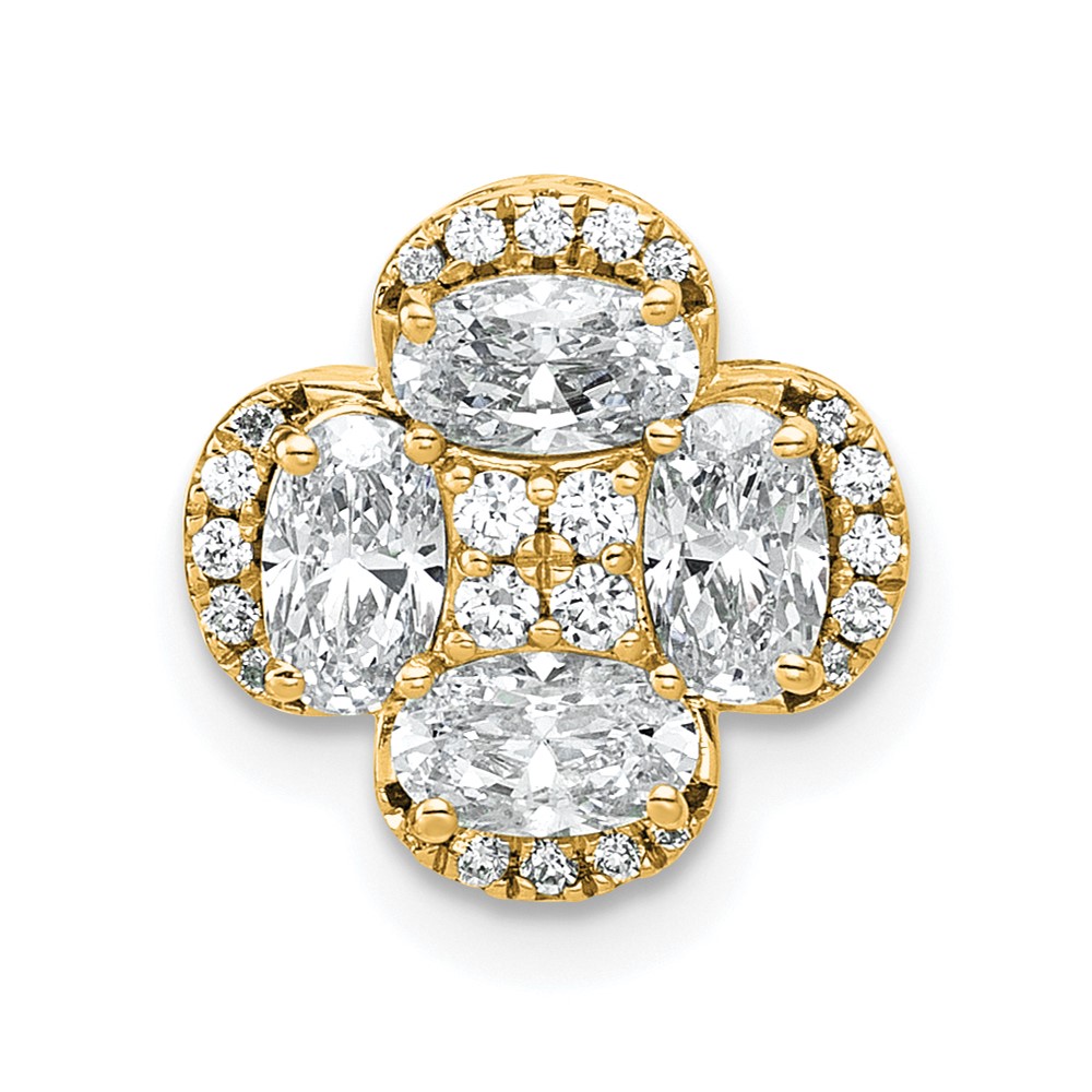 14K Yellow Gold 1.12 Carat Lab Grown Diamond VS SI+ G+ Complete Cluster Chain Slide Pendant