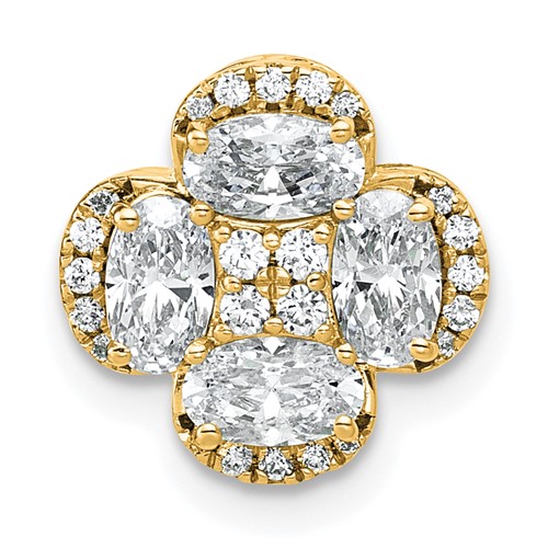 14K Yellow Gold 1.12 Carat Lab Grown Diamond VS SI+ G+ Complete Cluster Chain Slide Pendant