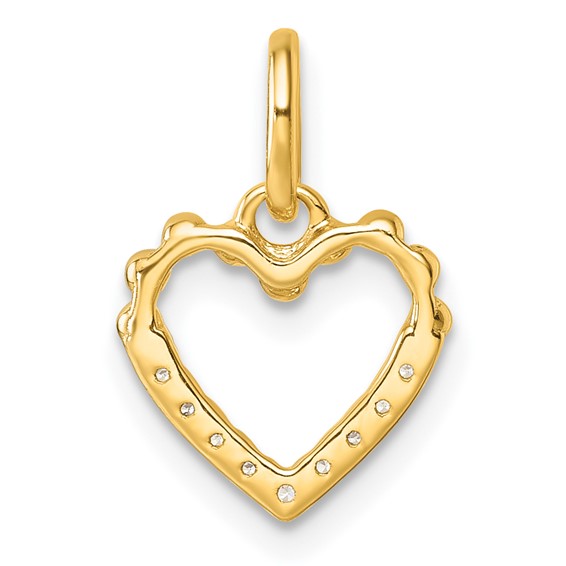 14K Polished Diamond Beaded Heart Pendant