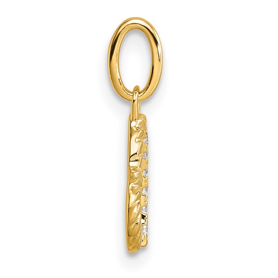 14K Polished Diamond Twisted Heart Pendant