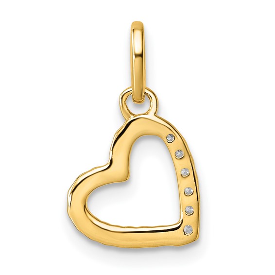 14K Polished Diamond Twisted Heart Pendant