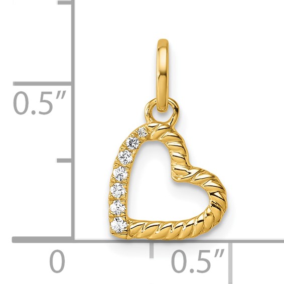 14K Polished Diamond Twisted Heart Pendant