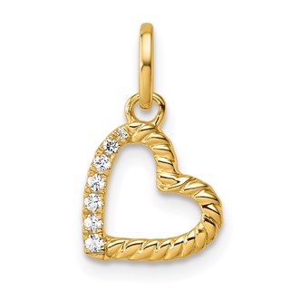 14K Polished Diamond Twisted Heart Pendant