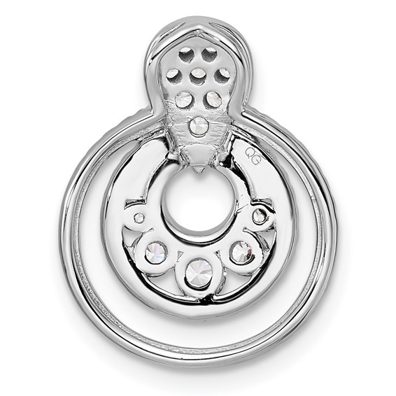 14K White Gold Polished 5/8 carat Diamond Layered Circles Doorknocker Chain Slide