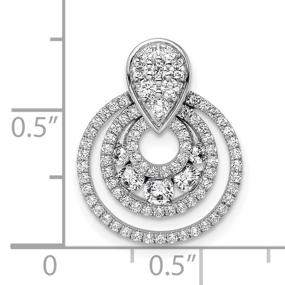 14K White Gold Polished 5/8 carat Diamond Layered Circles Doorknocker Chain Slide