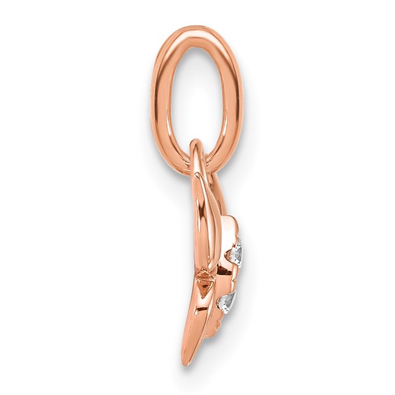 14K Rose Gold Polished Diamond Butterfly Charm