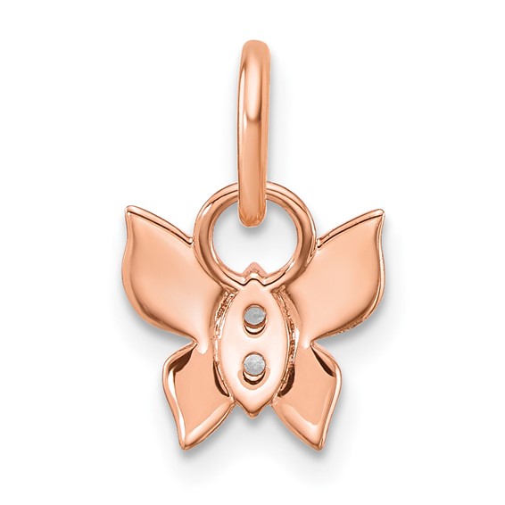 14K Rose Gold Polished Diamond Butterfly Charm