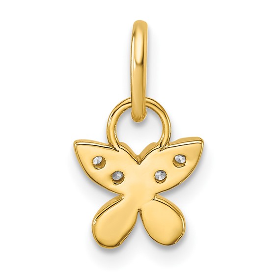 14K Polished Diamond Butterfly Charm