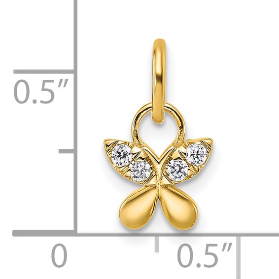 14K Polished Diamond Butterfly Charm