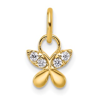 14K Polished Diamond Butterfly Charm