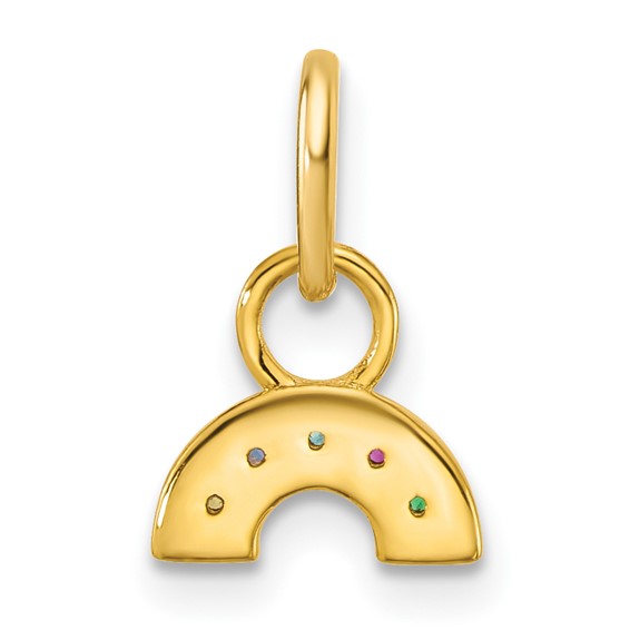 14K Polished Multi-color CZ Rainbow Charm