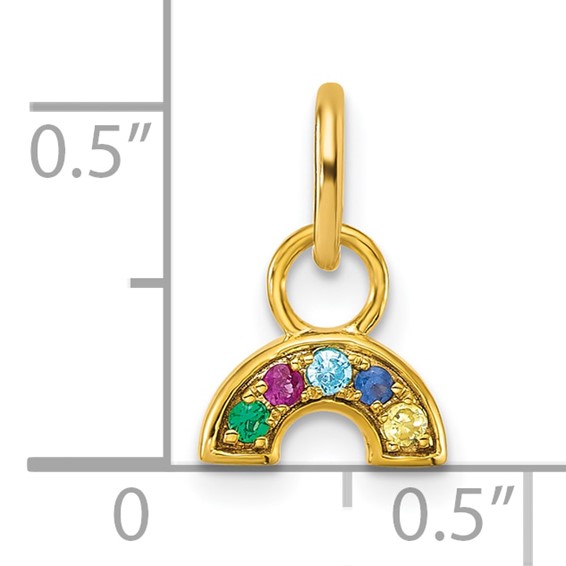 14K Polished Multi-color CZ Rainbow Charm