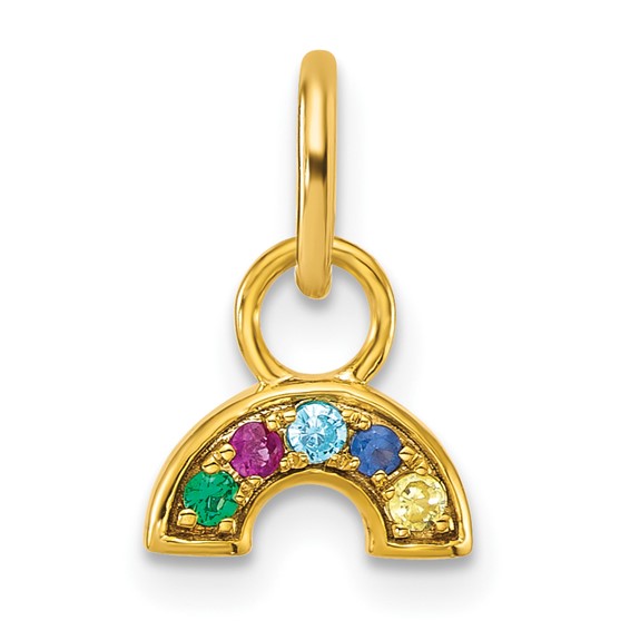 14K Polished Multi-color CZ Rainbow Charm