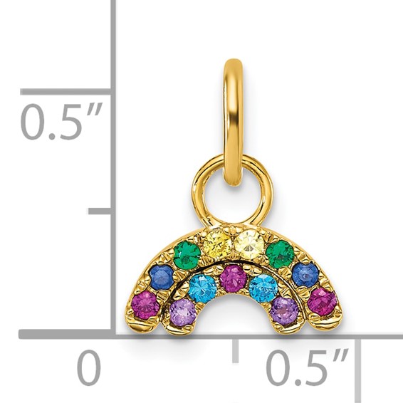 14K Polished Multi-color CZ Double Rainbow Charm