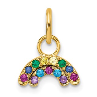 14K Polished Multi-color CZ Double Rainbow Charm