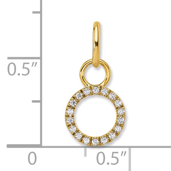 14K Polished 1/10 carat Diamond Open Circle Charm