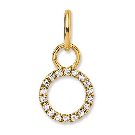 14K Polished 1/10 carat Diamond Open Circle Charm