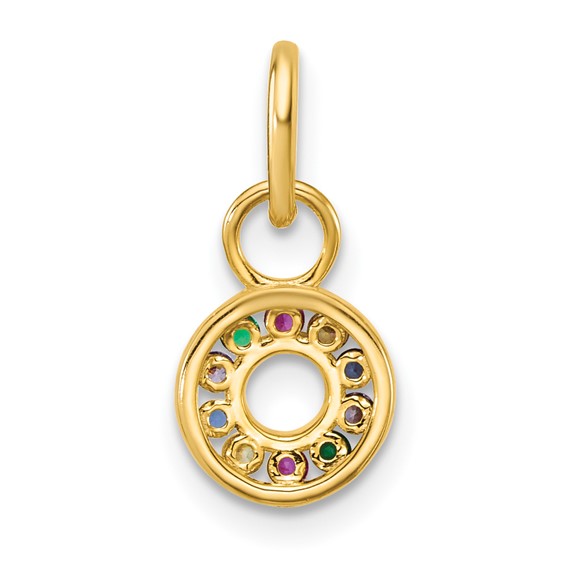 14K Polished Diamond Multi-color CZ Circle Charm