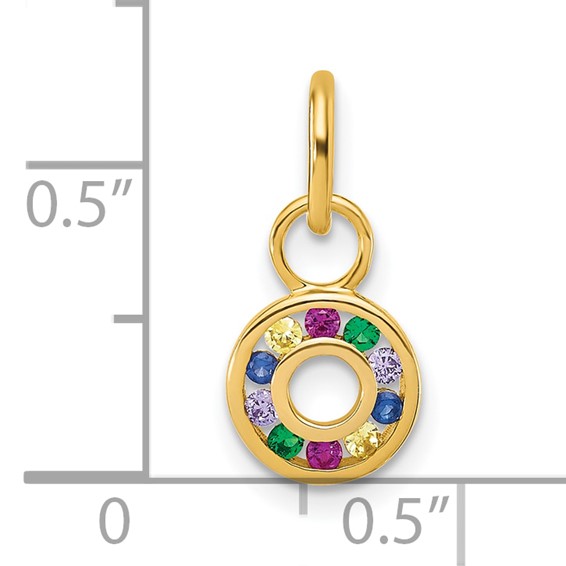 14K Polished Diamond Multi-color CZ Circle Charm
