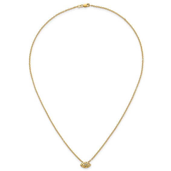 14K Polished and Hammered 1/20 carat Diamond Evil Eye 18 inch Necklace