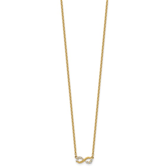 14K Polished and Beaded 1/8 carat Diamond Infinity Symbol 18 inch Necklace