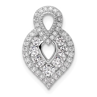 14K White Gold Polished 5/8 carat Diamond Fancy Chain Slide