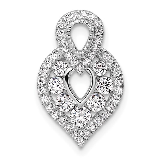 14K White Gold Polished 5/8 carat Diamond Fancy Chain Slide