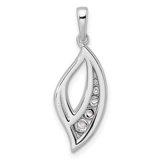 14K White Gold Polished 3/8 carat Diamond Fancy Leaf Pendant