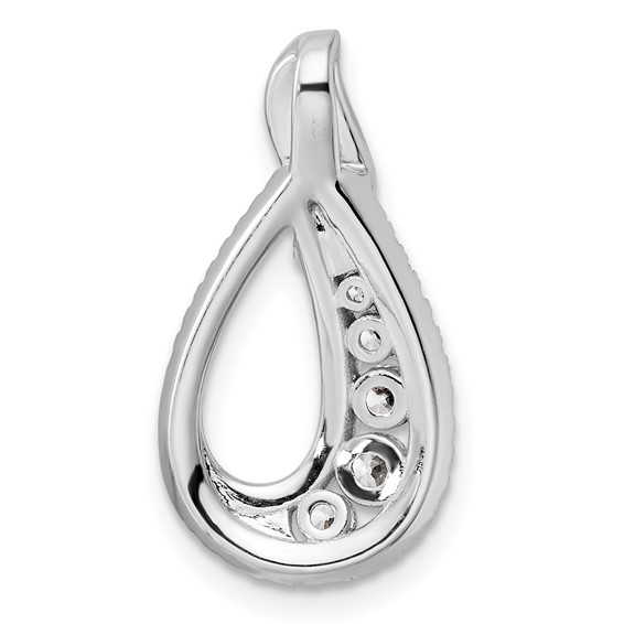 14K White Gold Polished 5/8 carat Diamond Teardrop Chain Slide